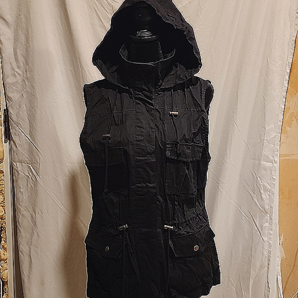 Love tree cotton long line hooded vest size large